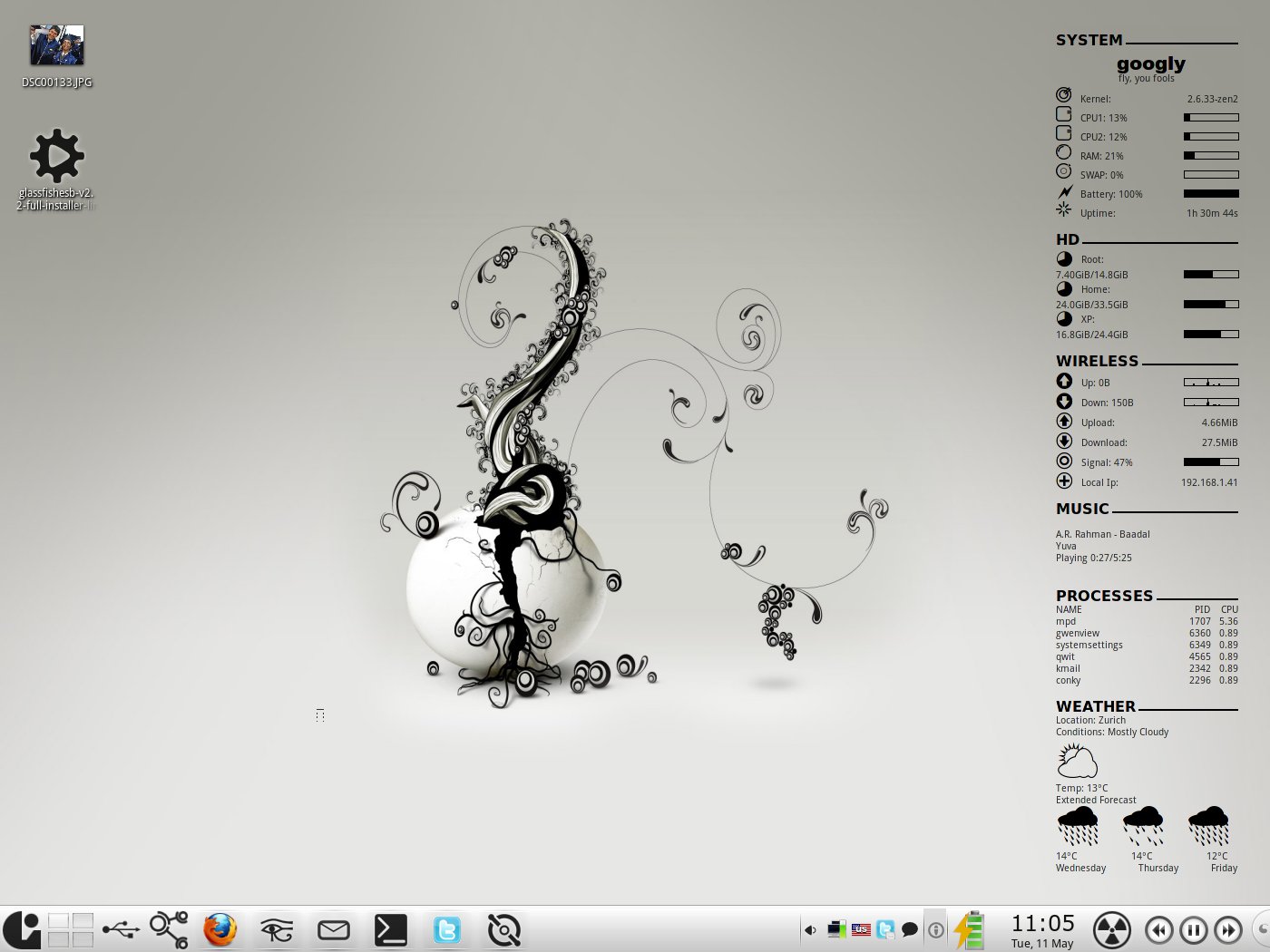A clean view of the KDE Desktop